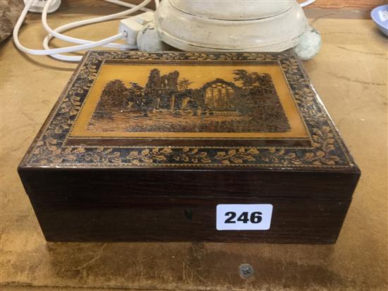 Tunbridge Ware rosewood Muckross Abbey mosaic rectangular box